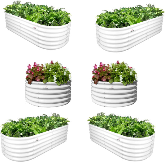 A ANLEOLIFE 6-Pack 4X4X1.5ft & 6X2X1.5ft Deep Root Galvanized Raised Garden Beds Outdoor for