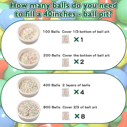 TRENDPLAY Plastic Balls for Ball Pits 2.2 Inch, Pack of 50 100 200 500 Hollow Balls, Perfect for