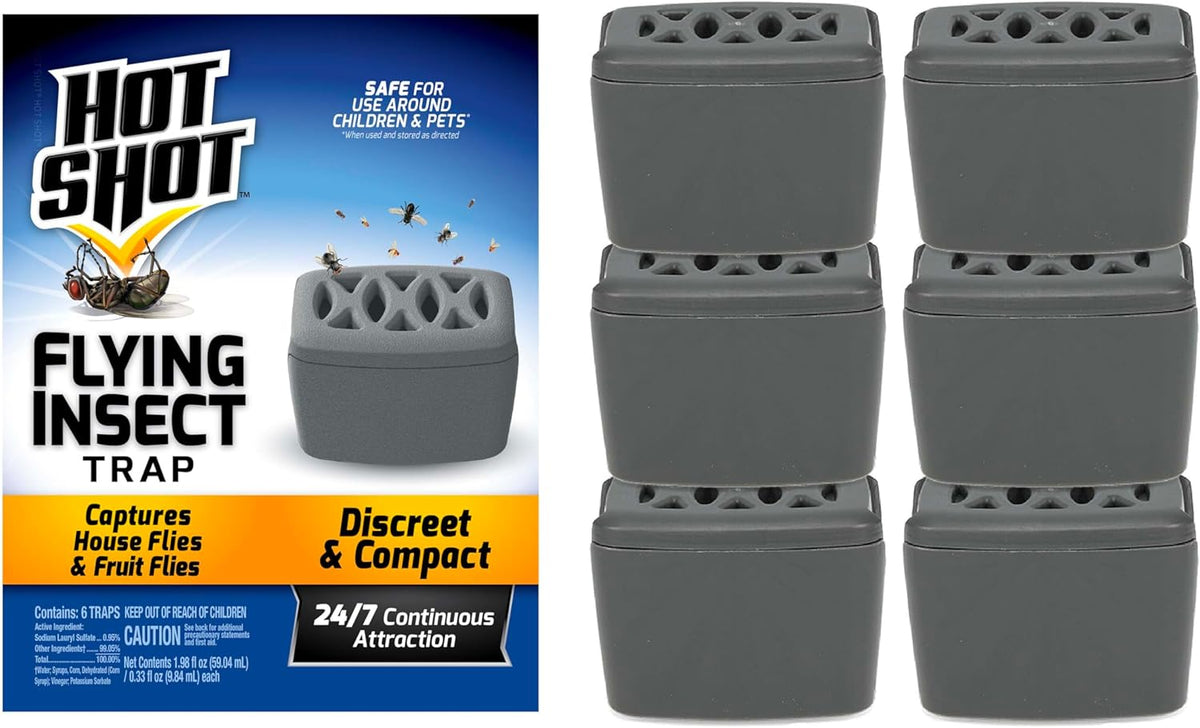 Hot Shot Flying Insect Trap, Discreet, Hassle-Free Trap Attracts, Captures House Flies and Fruit