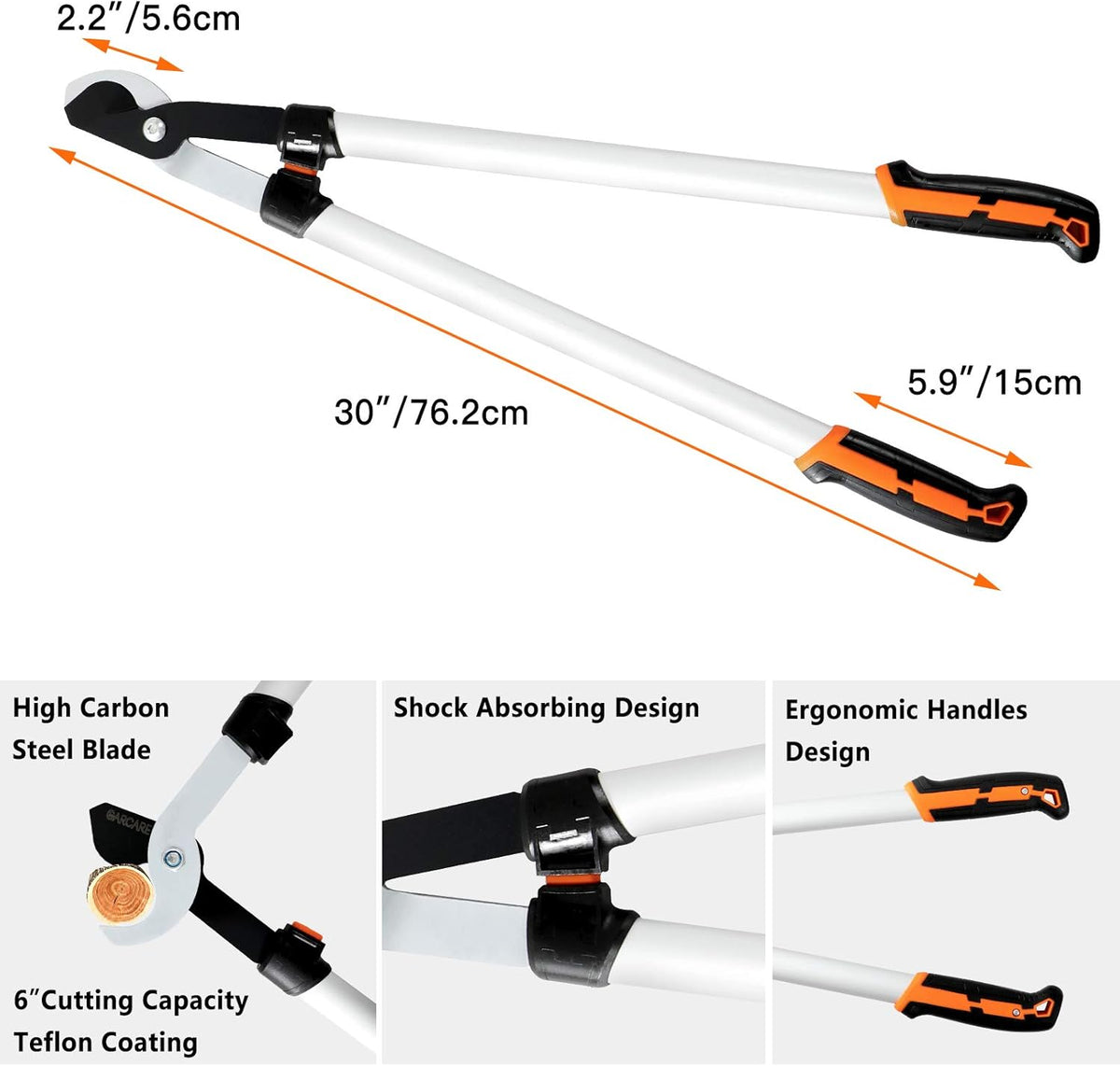 GARCARE 4 IN 1 Garden Shears Pruning Set with Bypass Pruning Shears Compound Lopper and Hedge