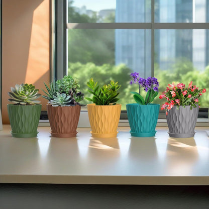 6 Inch Plant Pots, 6 Pack Indoor Flower Pots, Planters with Drainage Holes and Trays for Orchids
