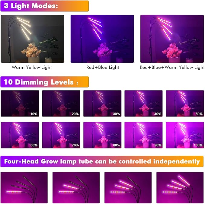 Plant Grow Lights for Indoor Plants Full Spectrum, LED Floor Plant Lights for Indoor Growing with