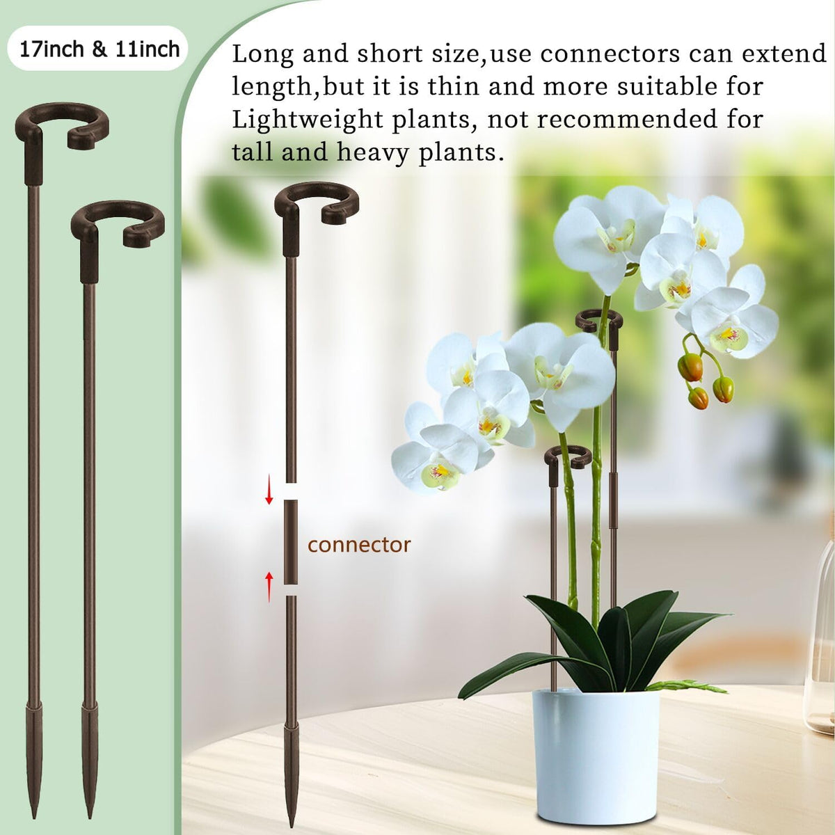 Invisible Orchid Sticks 17 inch &11 inch SupKing 16Pcs Plant Stakes with Clips for Support Small