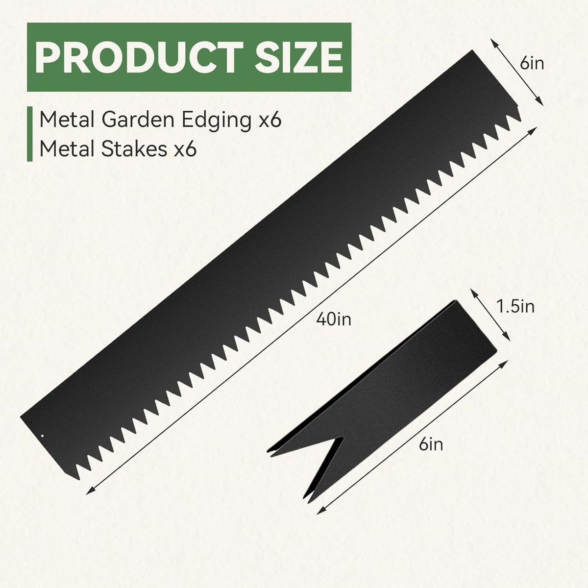 Landscape Edging Kit - 40" L x 6" H Each (20ft Total) Galvanized Bendable Metal Garden Edging for
