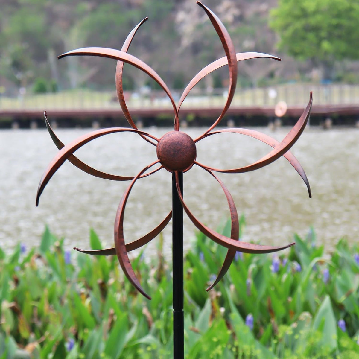 Wind Spinner Outdoor Copper Metal Garden Large Wind Spinners with Dual Kinetic Spinning Blades for