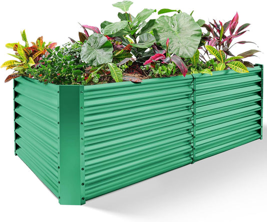 Land Guard 8×4×2 ft Galvanized Raised Garden Bed Kit, Galvanized Planter Raised Garden Boxes