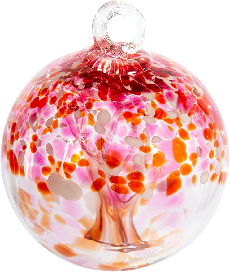 Dale Tiffany Hand Blown Glass, 6" Diameter Blush, Tree of Life Collection, Witch Globe Hanging