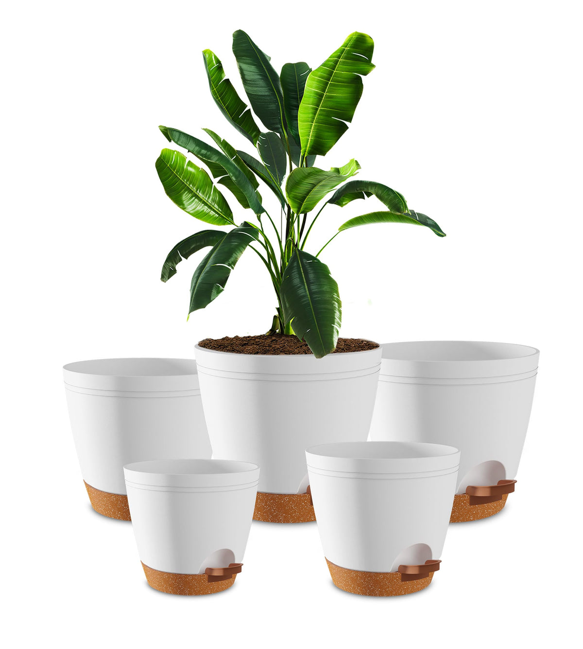 Utopia Home Self Watering Pots for Indoor Plants 6.8"/6.4"/5.9"/5.5"/4.9" Set of 5, Planters for