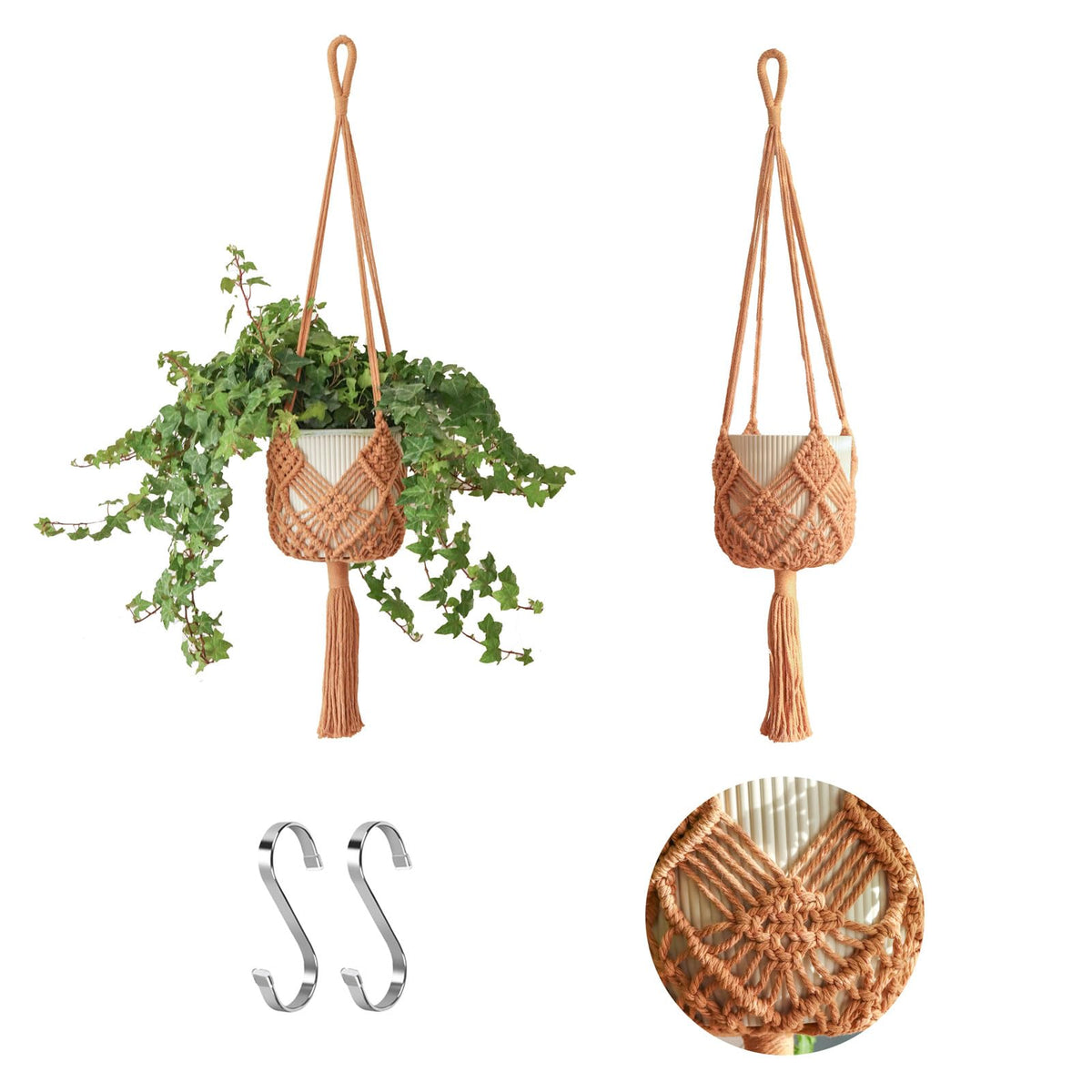 Hanging Planter with Patterns,2Packs Macrame Plant Hangers Indoor Macrame for up to 8 inch Pot