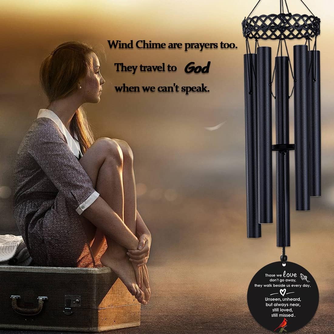 Cardinal Wind Chimes for Loss of Loved One, Memorial Gifts for Loss of Father Mother, 30Inch