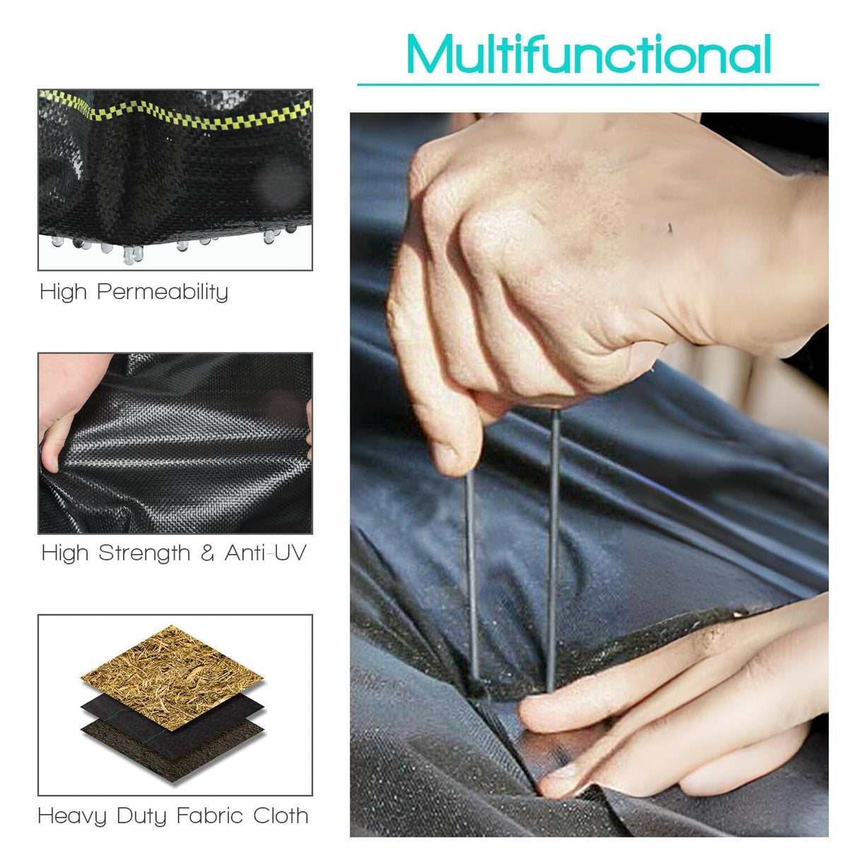 Sunocity 4ft x 300ft Durable Weed Barrier Fabric, 3.2oz Heavy-Duty Landscaping Fabric, Permeable