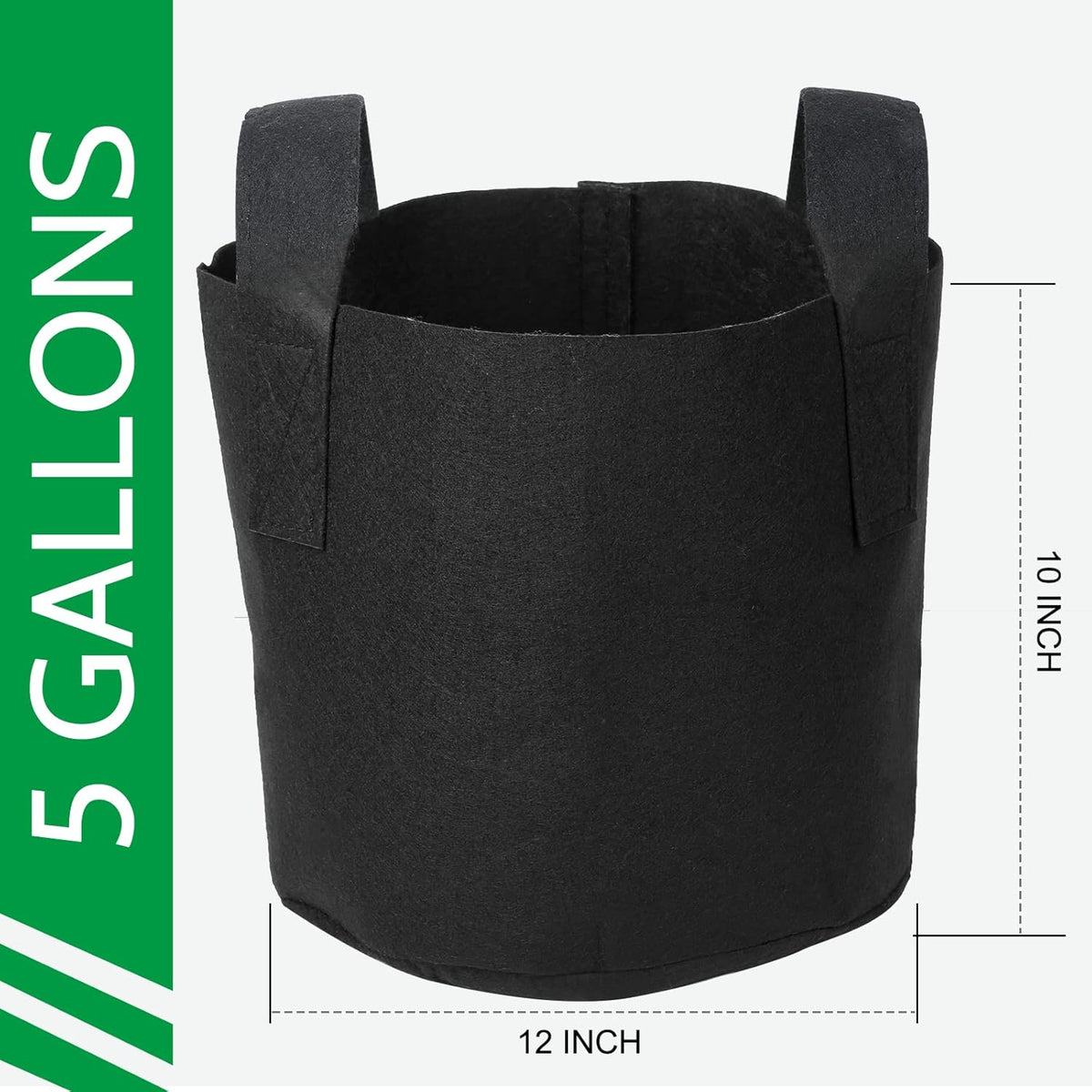JERIA 12-Pack 5 Gallon, Vegetable/Flower/Plant Grow Bags, Aeration Fabric Pots with Handles