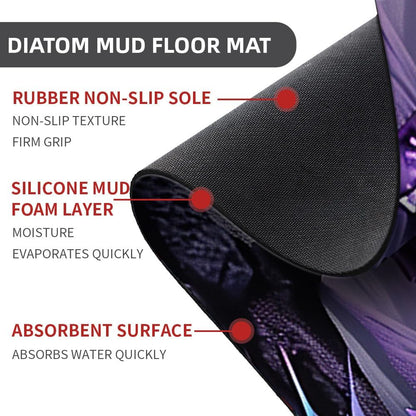 Bath Mat-Bathroom Rug，Purple Dragon with Blue Wings-Absorbent Non Slip Quick Dry Stain Resistant