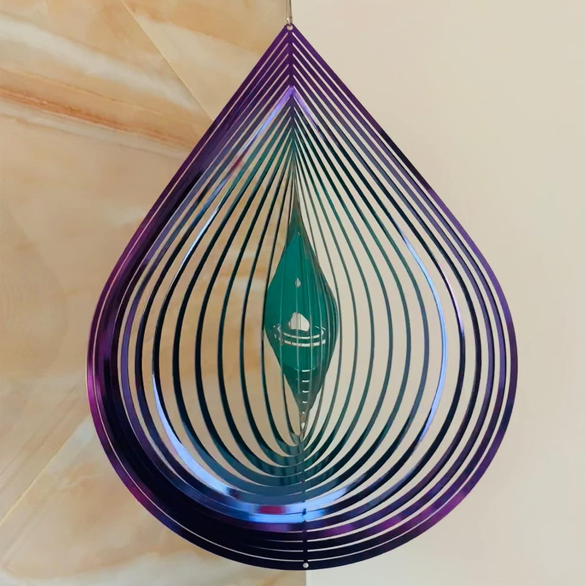 Wind Spinner Garden Indoor Outdoor Decor 3D Stainless Steel Metal Hanging Decorations, 3D Water