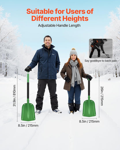 VEVOR Snow Shovel for Driveway, 8.5 in Wide Aluminum Alloy Snow Shovel with T-Shaped Handles, Large