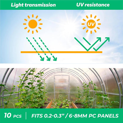Greenhouses Polycarbonate Greenhouse Panels Connectors - Fit 6mm or 8mm Twin-Wall Polycarbonate