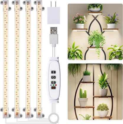 LED Grow Light Strips for Indoor Plants Full Spectrum 3500K, 192 LEDs Plant Light Bar with 3/9/12H