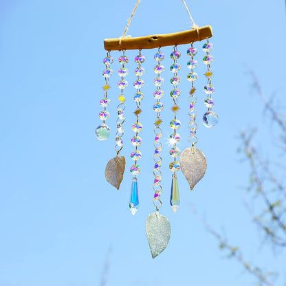 HDCRYSTALGIFTS Hanging Window Suncatcher Rainbow Maker Glass Crystal Mobile Wind Chimes with AB