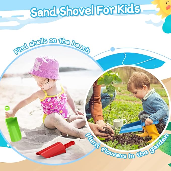 3 PCS Thick 9" Beach Shovel Spade Scoop Trowel Sand Toys for Kid Toddler Adult, Plastic Heavy Duty