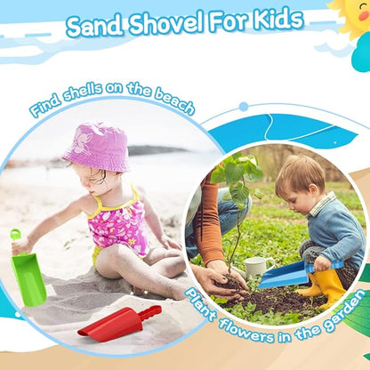 3 PCS Thick 9" Beach Shovel Spade Scoop Trowel Sand Toys for Kid Toddler Adult, Plastic Heavy Duty