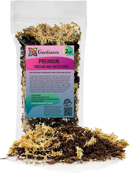 Gardenera Premium Orchid Mix by GARDENERA | Fern + New Zealand Pine Bark + Sphagnum Moss + Perlite