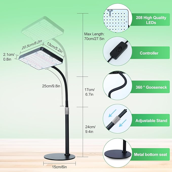 25 Watt Power Table Top Grow Lights for Indoor Plants, Seed Starting, Bonsai, 2500 Lumen Enough