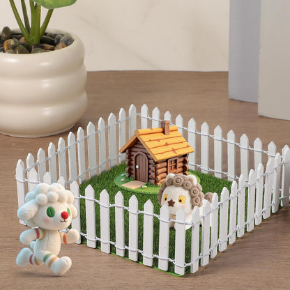 Bewudy 35 Inches Mini Fairy Garden Fence, Small Wood Decorative Picket Fence, White Picket Fence