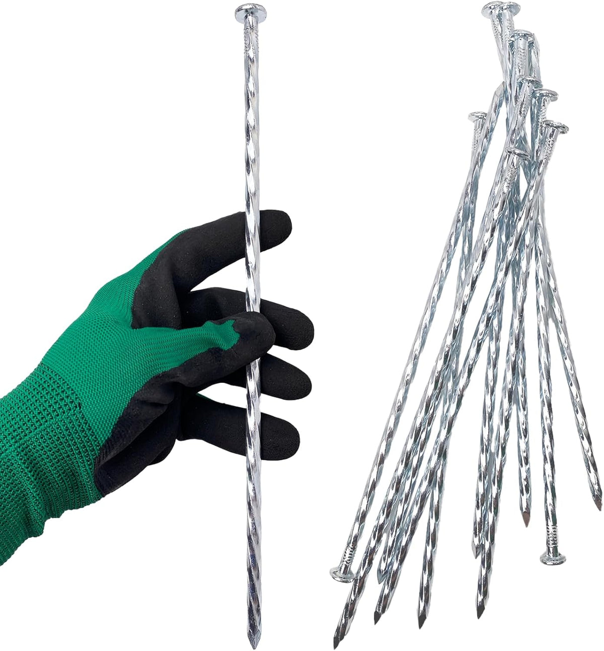 Artificial Turf Stakes Galvanized Spiral Landscape Spikes 12IN Weed Barrier Fabric Stakes for Paver