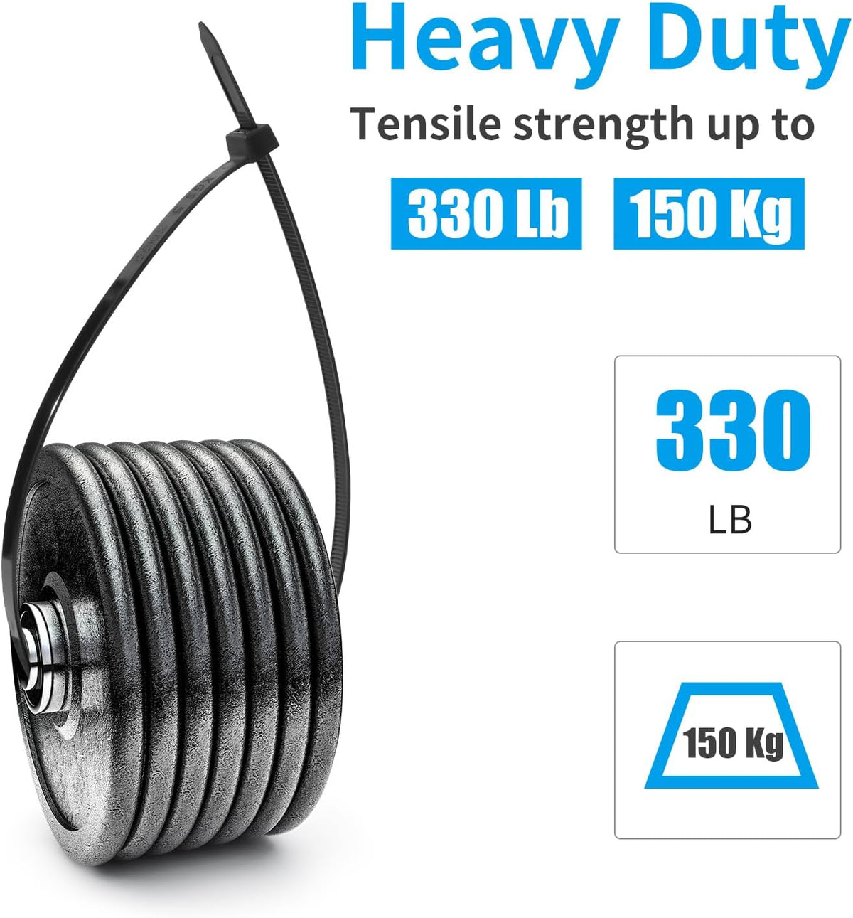 XINGO 120 PCS 18 Inch Black Large Zip Ties Heavy Duty, 330 LBS Ultra Exclusive Strong Plastic Wire