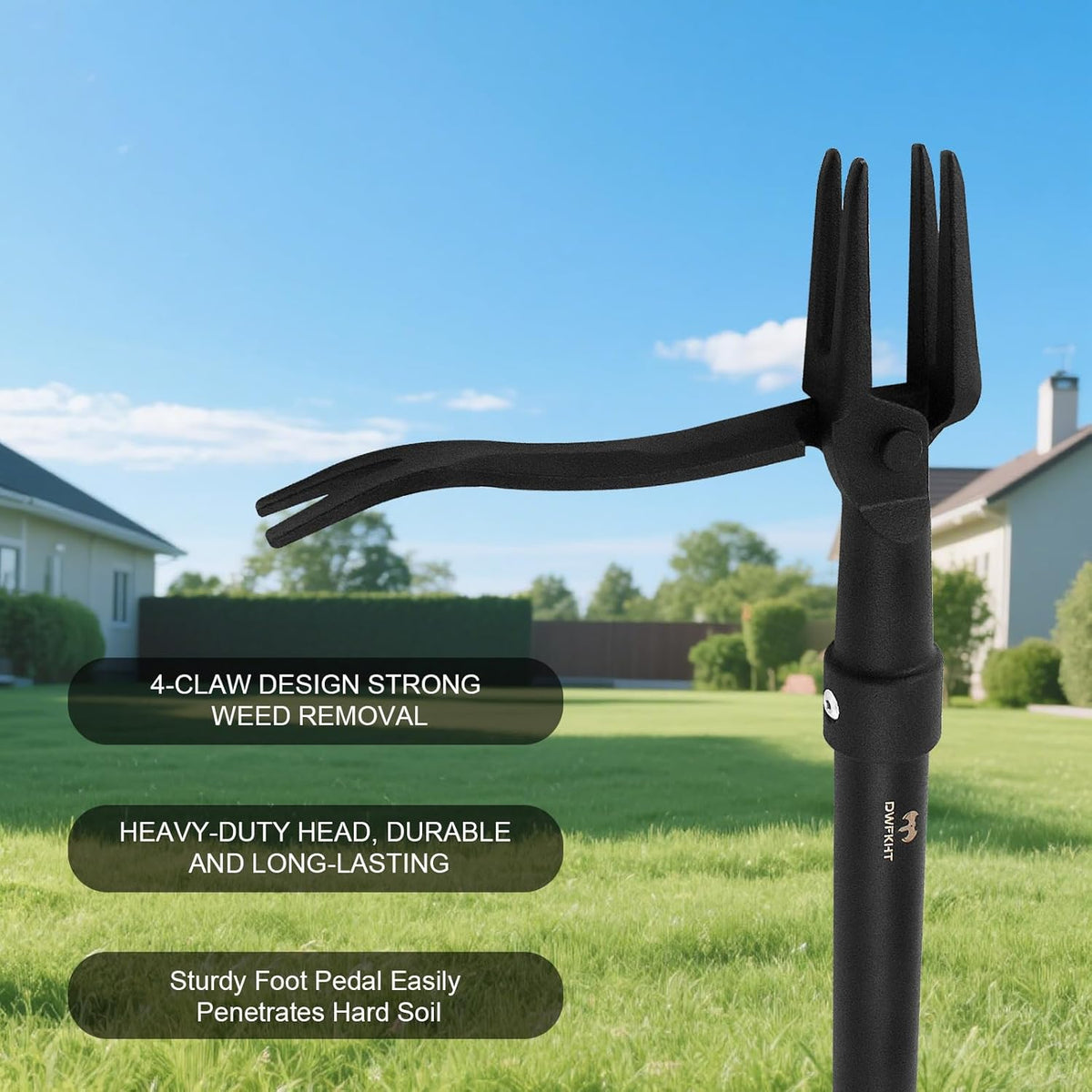 Weed Puller Tool - Stand Up Heavy Duty Weeding Tool with 47.8'' Long Handle, Foot Platform Design &