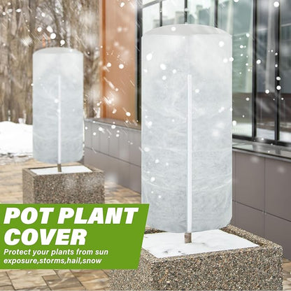 WILLBOND 2 Pcs 47 x 71 Inches Rounded Top Plant Covers Freeze Protection for Winter Cylindrical