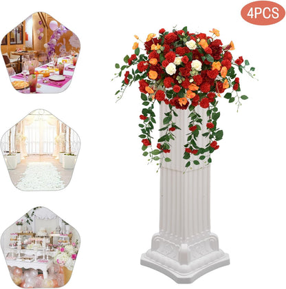 Roman Column Pedestal, Plastic White Columns for Weddings Indoor/Outdoor Roman Pillar Stand for