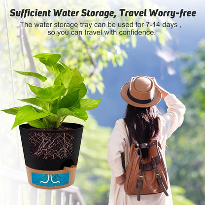 10-Inch Plant Pots, Self-Watering Planters with Drainage Holes & Saucers for Indoor and Outdoor