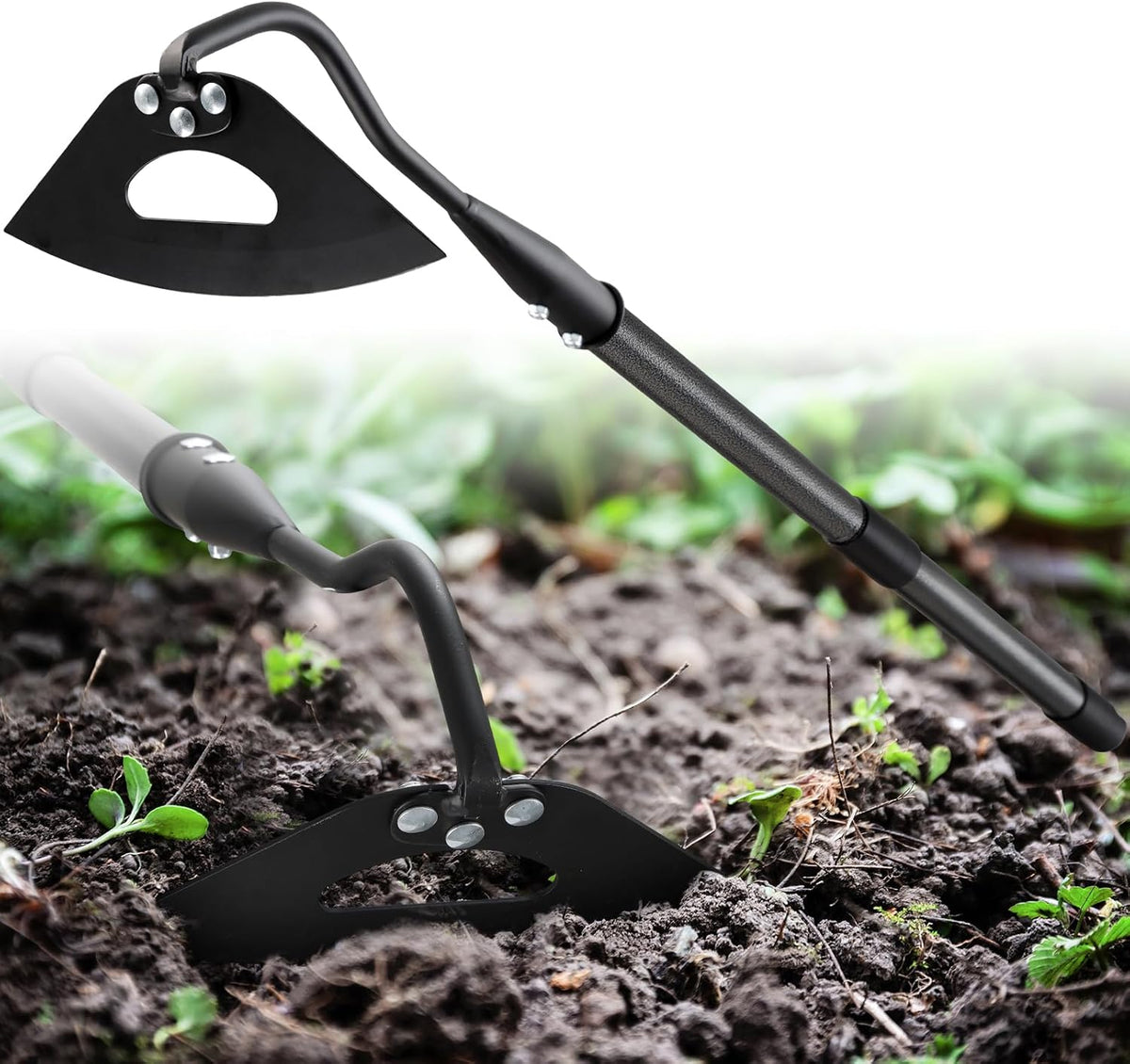 Hardened Hollow Hoe with Long Handle 48 inch Heavy Duty Garden Hoe Tool - Ergonomic Weeding Tool