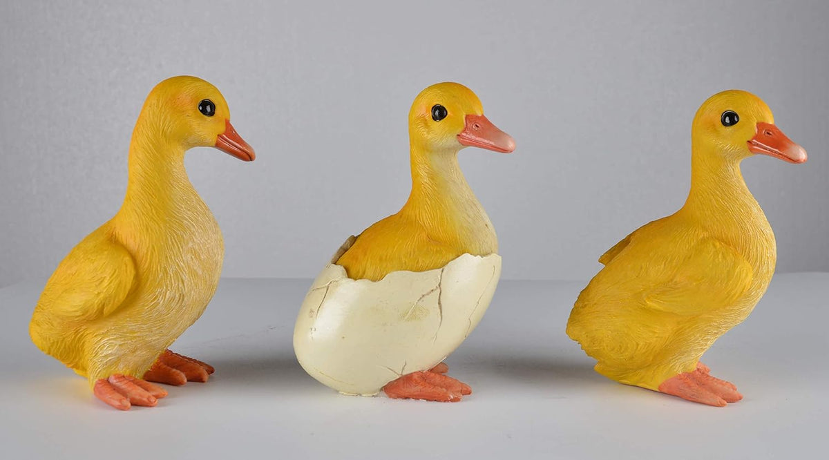 JORAE Ducks Statue Yard Garden Decorations Set of Three, Ducklings Ornament Animal Outdoor Statue