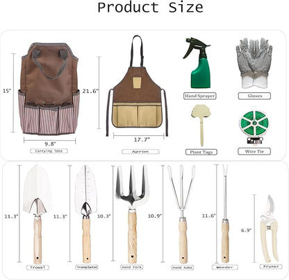 Garden Tool Set, Beswill 12 Pieces Heavy Duty Gardening Hand Tools with Garden Tools Organizer