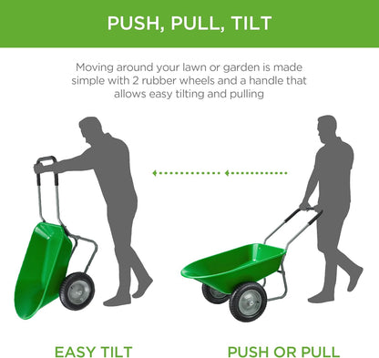 Best Choice Products Dual-Wheel Home Utility Yard Wheelbarrow Garden Cart w/Built-in Stand for