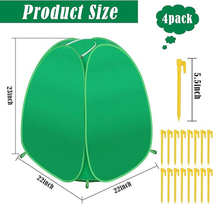 4 Pack Plant Covers Freeze Protection, Pop Up Shrub Frost Covers for Outdoor Plants Warm Plant