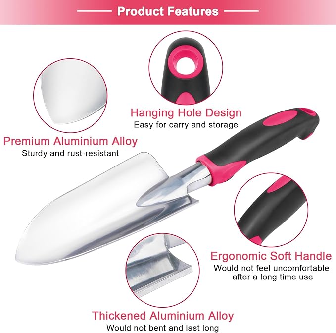Garden Shovel Hand Garden Trowel, Heavy Duty Gardening Shovel with Ergonomic Handle, Hand Shovel