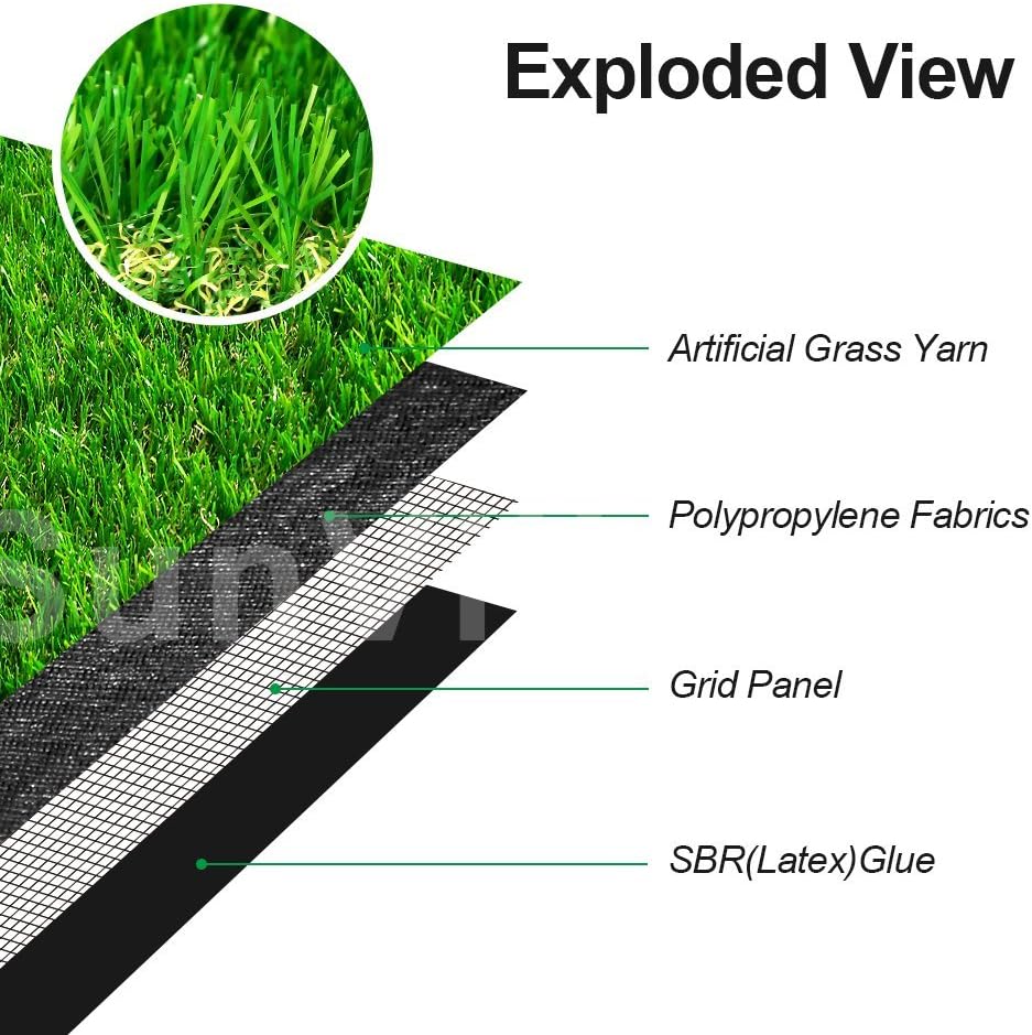 Artificial Grass Turf 12FTX29FT, 1.38" Pile Height Realistic Synthetic Grass, Indoor Outdoor Pet
