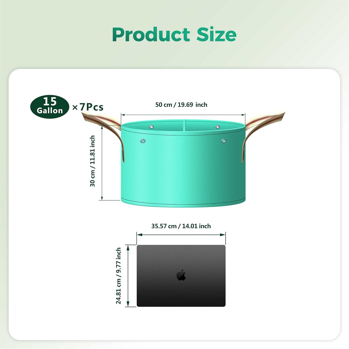 7 Pcs 15 Gallon Potato Grow Bag, PE Garden pots Plant Grow Bag with Branch-Binding Holes and Drain