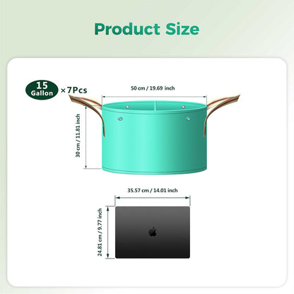 7 Pcs 15 Gallon Potato Grow Bag, PE Garden pots Plant Grow Bag with Branch-Binding Holes and Drain