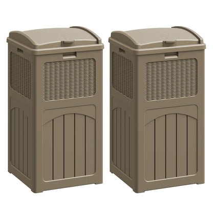Flamaker 30 Gallon Trash Can, Resin Outdoor Garbage Can with Lid, Waterproof Hideaway Patio Waste