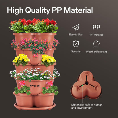 VIVOSUN 2-Pack 5 Tier Vertical Gardening Stackable Planter for Strawberries