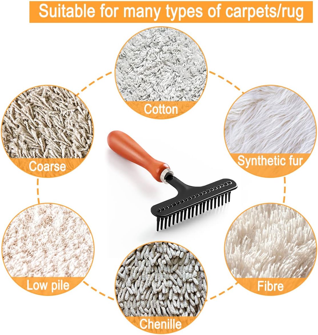 Hand Held Carpet Rake, Making Carpets Fluffy Again, Clean Hair, Let Carpet Restore Softness (Iron