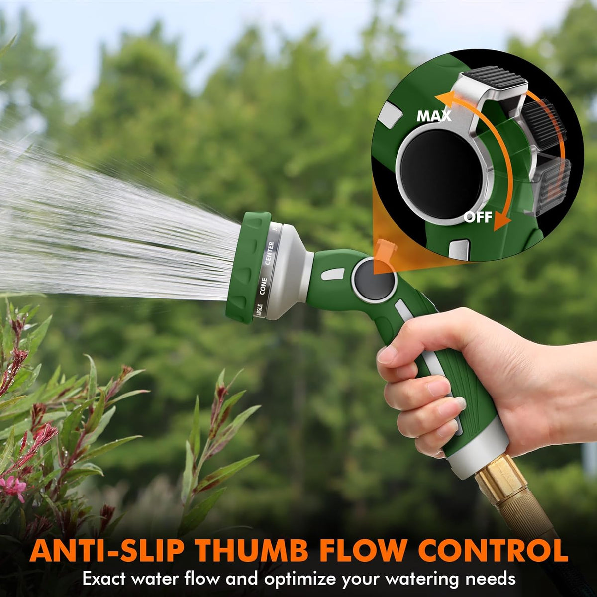 RESTMO Hose Nozzle Heavy Duty, Metal Water Hose Sprayer for Garden, 9 Spray Patterns | High
