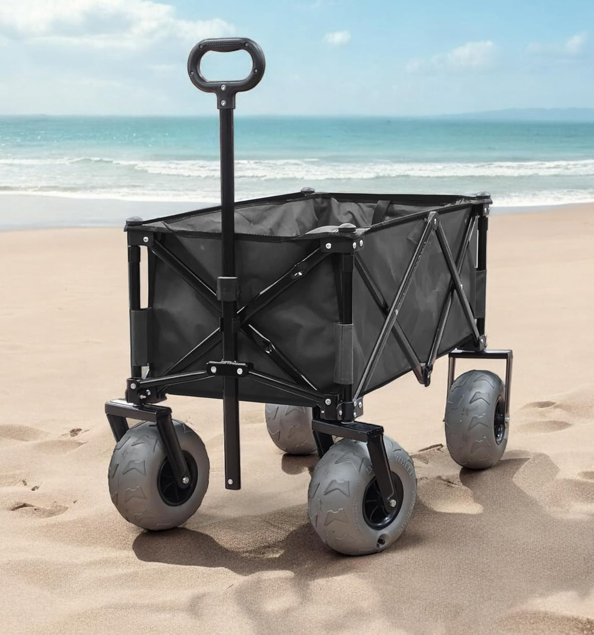 Beach Wagon with Big Wheels for Sand - All Terrain Steel Frame Utility Cart with 9" Pneumatic