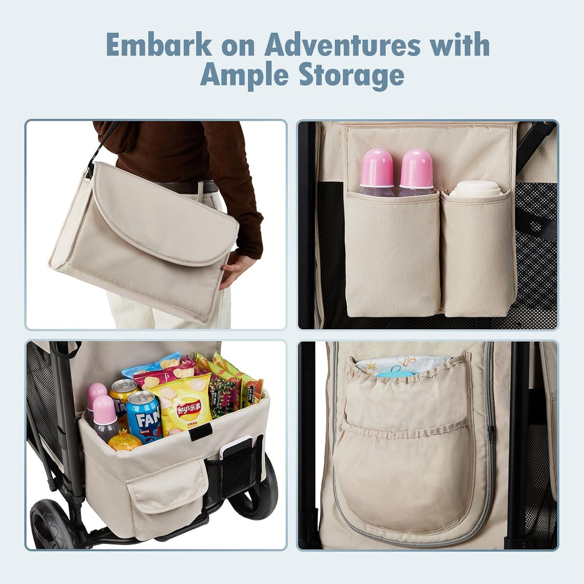 Wagon Stroller for 2 Kids, High Seat & 5 Point Harness, Foldable All-Terrain Wagon for Toddler with