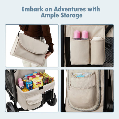 Wagon Stroller for 2 Kids, High Seat & 5 Point Harness, Foldable All-Terrain Wagon for Toddler with