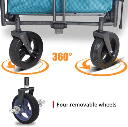 Collapsible Foldable Wagon Cart with Quick-Release Wheels & 2 Seats - Heavy-Duty Utility Wagon